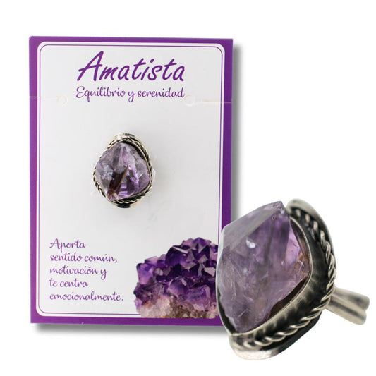 Anillo Alpaca mineral bruto AMATISTA AJUSTABLE REF. 6