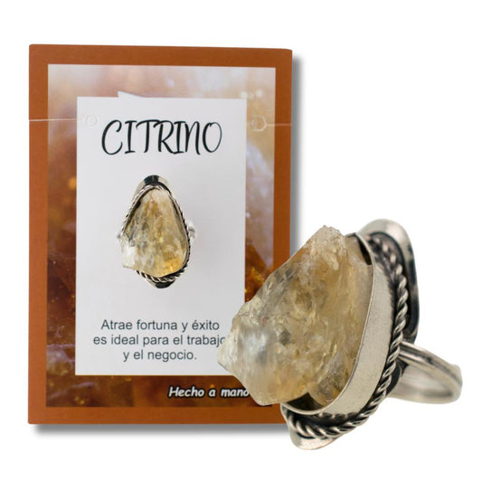 Anillo Alpaca mineral bruto CITRINO AJUSTABLE REF. 6