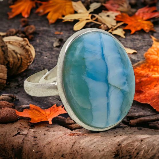 Anillo Plata AJUSTABLE MINERAL LARIMAR REF. 890