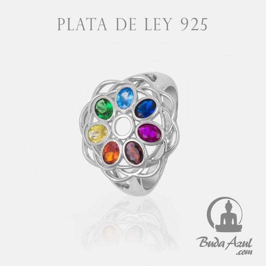 Anillo Plata CIRCONITAS CHAKRA COLORES REF. 1090