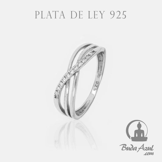 Anillo Plata ENTRELAZADO CIRCONITAS REF. 590