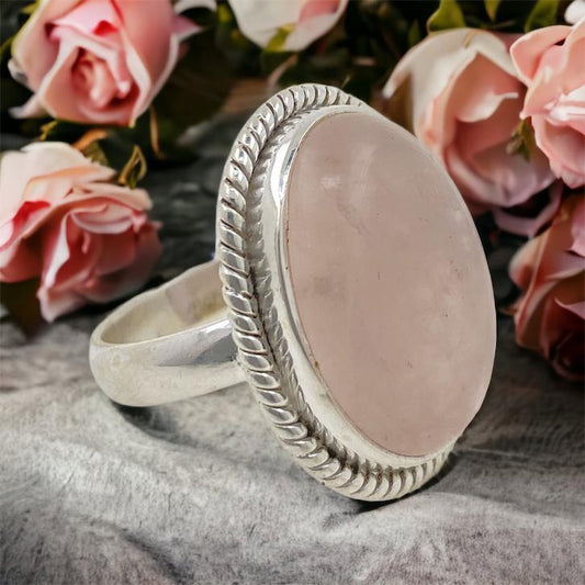 Anillo Plata  LABRADO MINERAL CUARZO ROSA REF1190