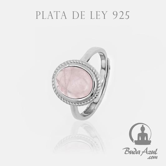 Anillo Plata Ley 925 OVALADO CUARZO ROSA REF. 890