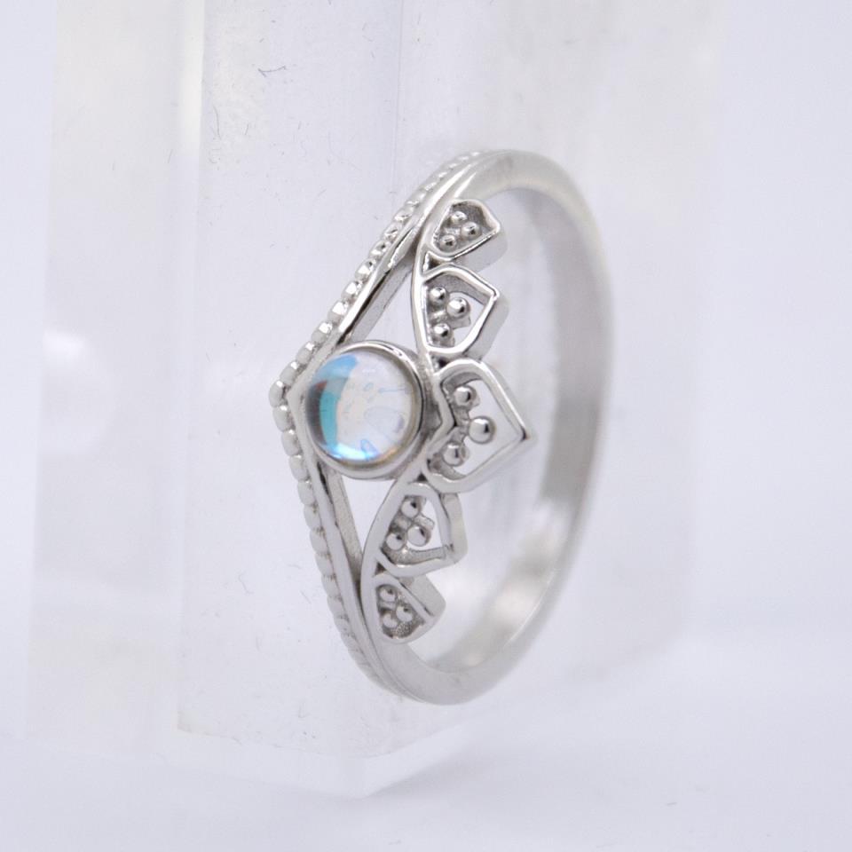 Anillo Plata Ley Corona Mandala Piedra Luna REF690