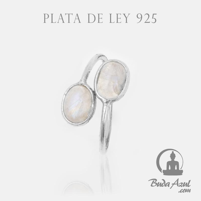 Anillo Plata de Ley 925 DOBLE PIEDRA LUNA REF. 690