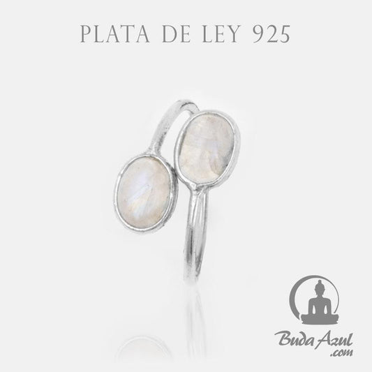 Anillo Plata de Ley 925 DOBLE PIEDRA LUNA REF. 690
