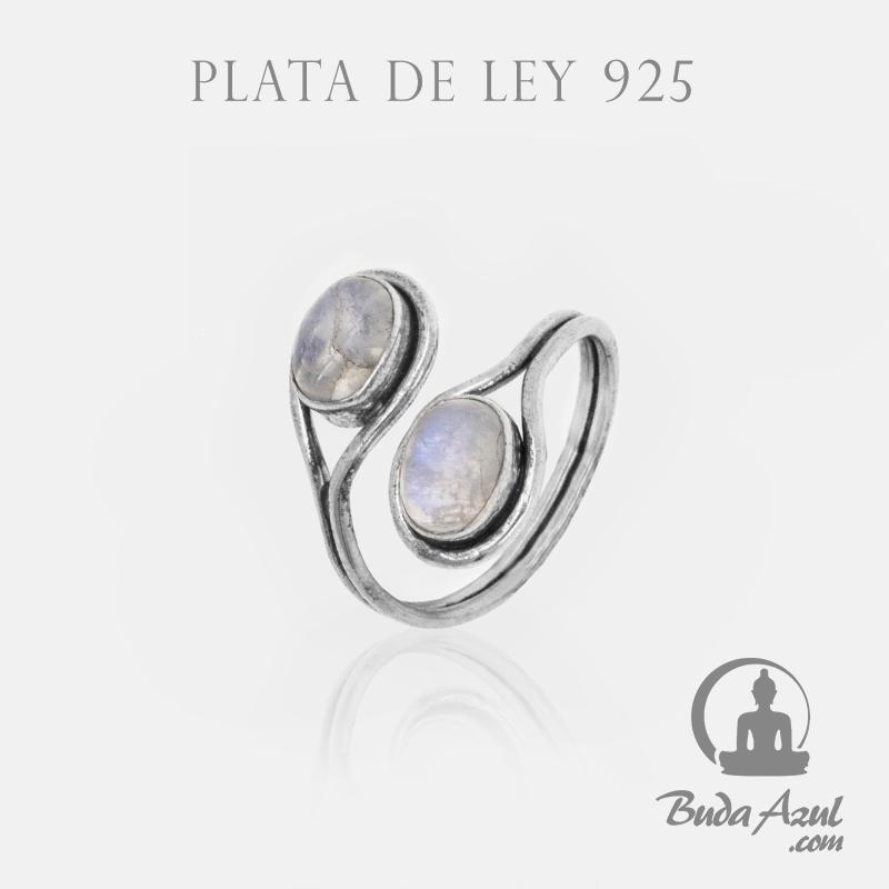 Anillo Plata de Ley 925 DOS PIEDRA LUNA REF890