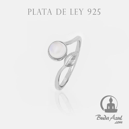 Anillo Plata de Ley 925 PLUMA PIEDRA LUNA REF. 990