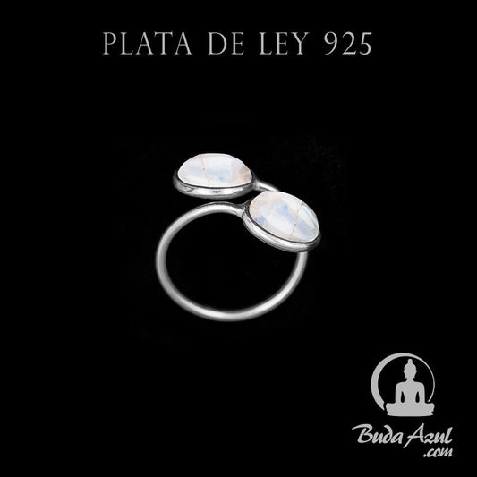 Anillo Plata de Ley 925 Piedra Luna Liso REF. 650