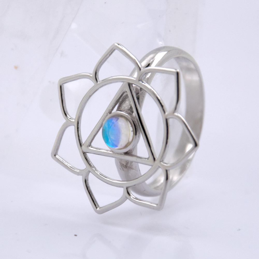 Anillo Plata de Ley Mandala Piedra Luna REF 690