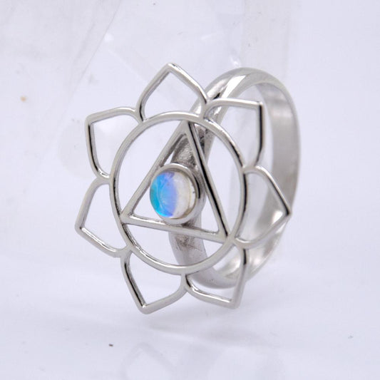 Anillo Plata de Ley Mandala Piedra Luna REF 690