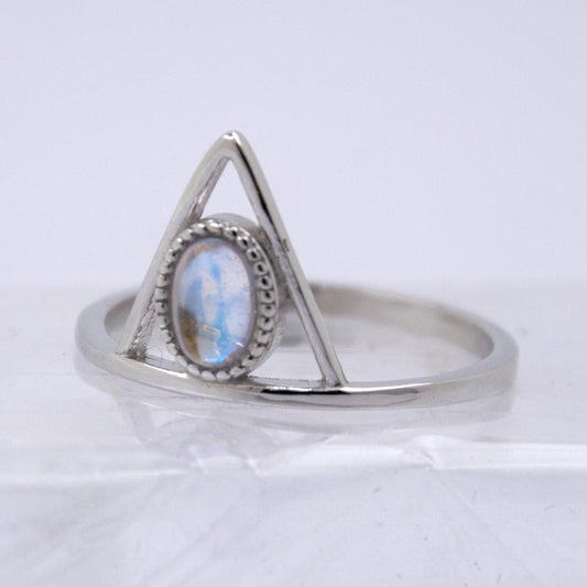 Anillo Plata de Ley triángulo Piedra Luna REF690