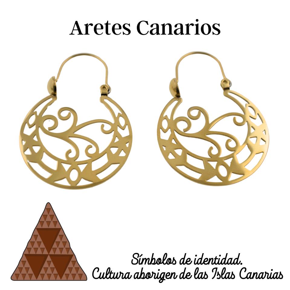 Arete Canario Acero DORADO GRANDE LABRADO - REF 7