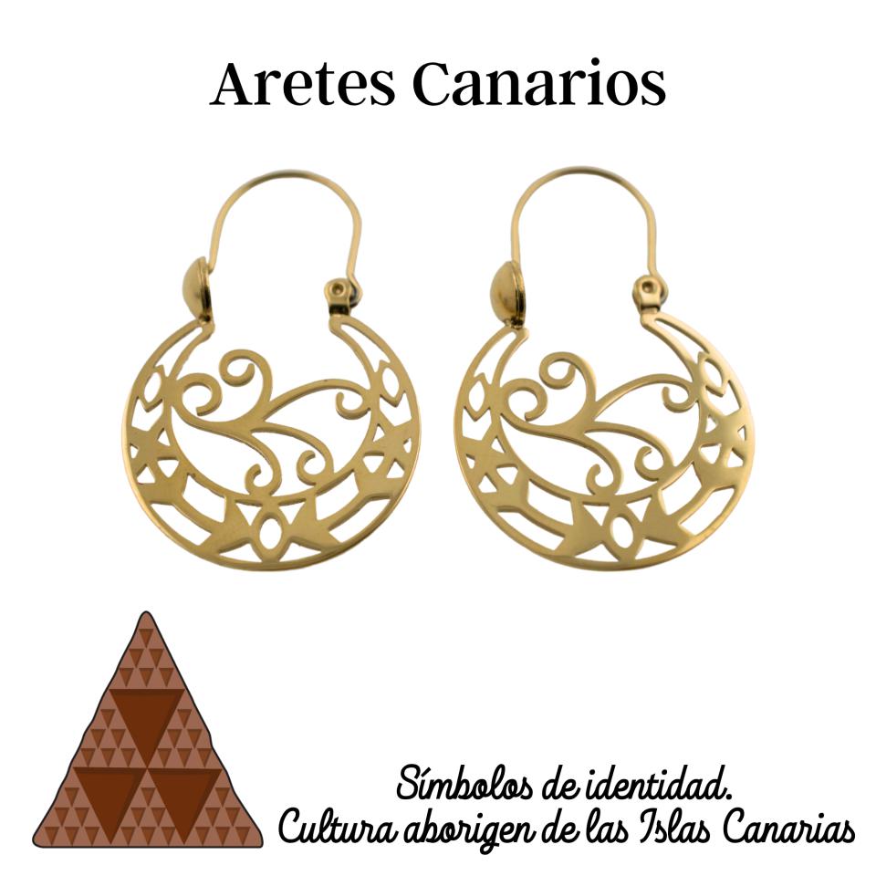 Arete Canario Acero DORADO PEQUEÑO LABRADO - REF 6