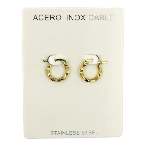 Argolla rizada en Acero Dorado MINI REF.- 1