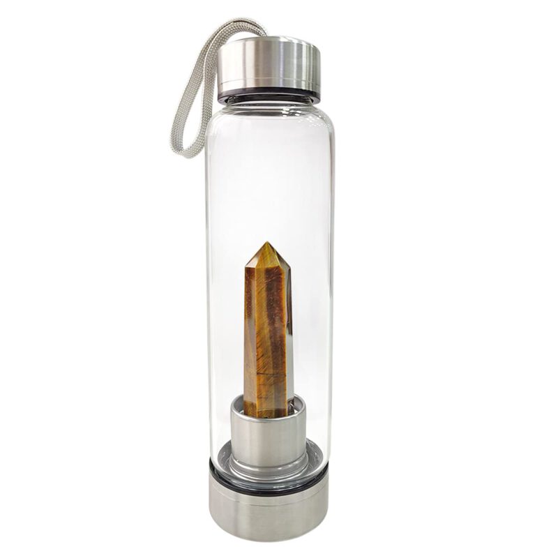 Botella metal cristal con punta OJO DE TIGRE