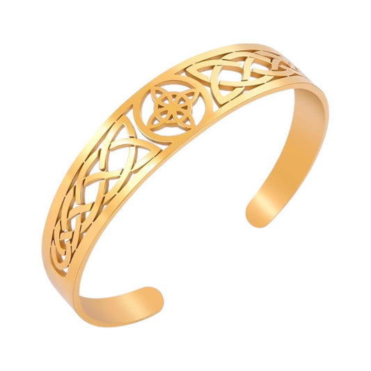 Brazalete de acero Nudo de Brujas Dorado - 6