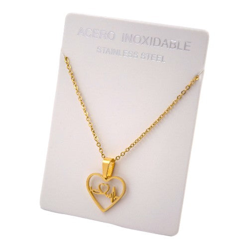 COLGANTE ACERO DORADO CORAZON ELECTRO REF.-3