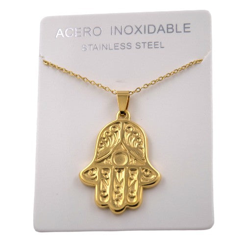 COLGANTE ACERO DORADO MANO DE FATIMA REF-4
