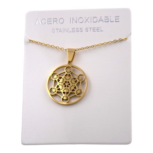 COLGANTE ACERO DORADO MED. METATRON REDONDO REF -4