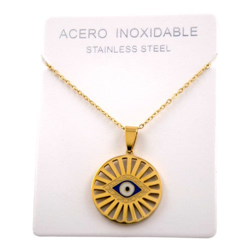 COLGANTE ACERO DORADO OJO TURCO MOD. 01 REF-4
