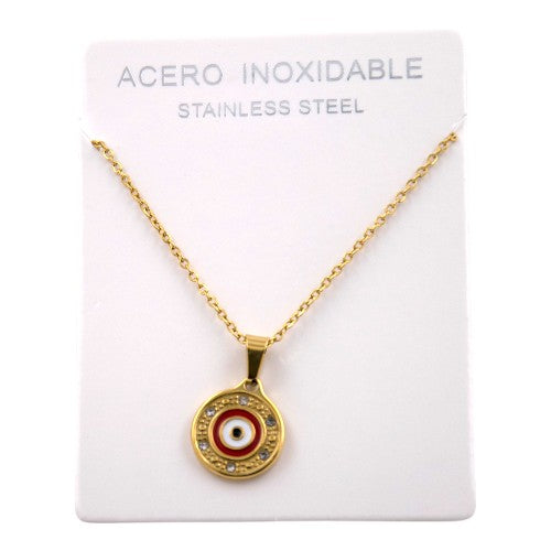 COLGANTE ACERO DORADO OJO TURCO MOD. 04 REF-4