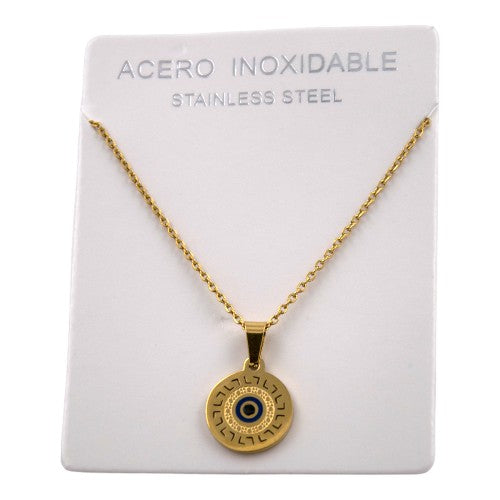 COLGANTE ACERO DORADO OJO TURCO MOD. 06 REF-4