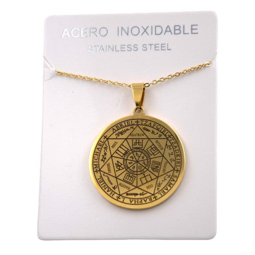 COLGANTE ACERO DORADO SELLO 7 ARCANGELES REF-4