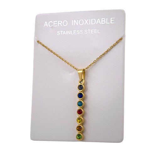 COLGANTE ACERO DORADO TIRA COLORES CHAKRA REF - 4