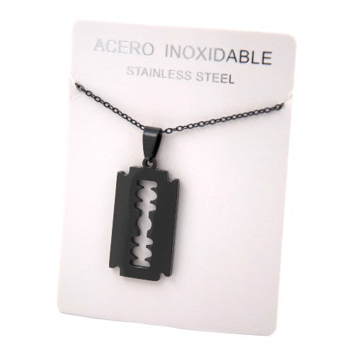 COLGANTE ACERO NEGRO CUCHILLA AFEITAR REF.-3