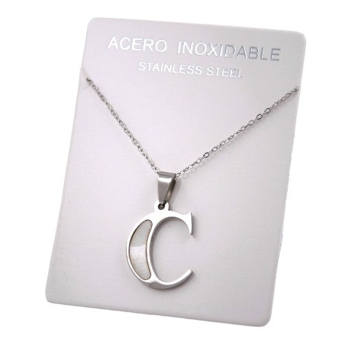 COLGANTE ACERO PLATEADO ABECEDARIO "C" REF.-3