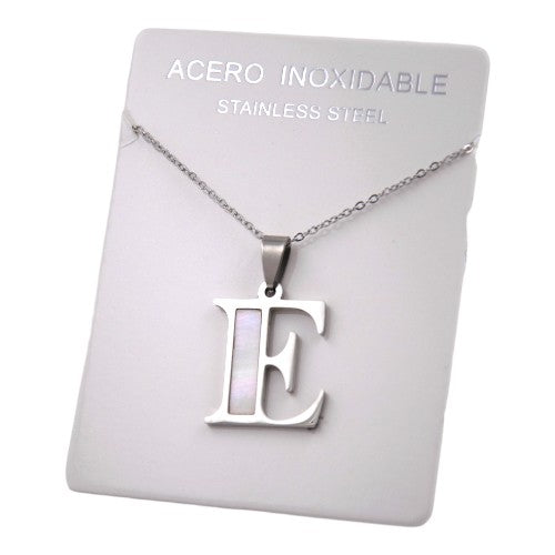 COLGANTE ACERO PLATEADO ABECEDARIO "E" REF.-3