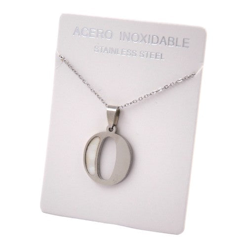 COLGANTE ACERO PLATEADO ABECEDARIO "O" REF.-3