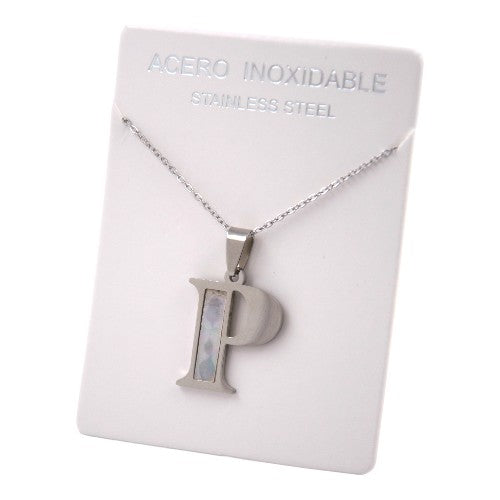 COLGANTE ACERO PLATEADO ABECEDARIO "P" REF.-3