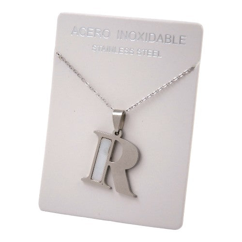 COLGANTE ACERO PLATEADO ABECEDARIO "R" REF.-3