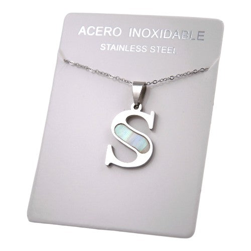 COLGANTE ACERO PLATEADO ABECEDARIO "S" REF.-3