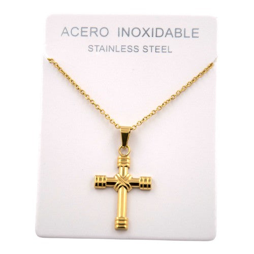 COLGANTE ACERO DORADO CRUZ REF-4