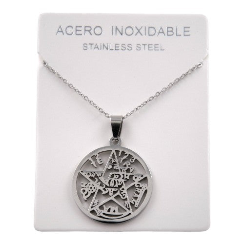 COLGANTE ACERO PLATEADO TETRAGRAMATON REF - 5