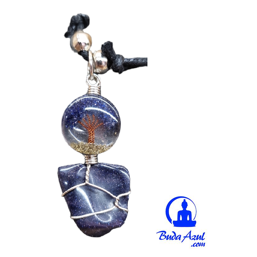 Collar árbol piedra mineral ÁGATA AZUL