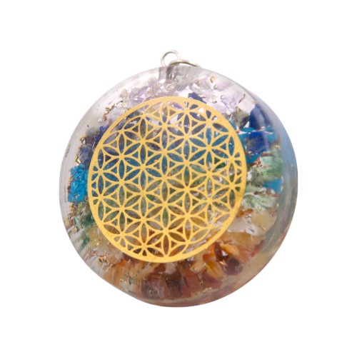 COLGANTE ORGONITA CHAKRAS 40 MM REF. 200 - FLOR DE LA VIDA