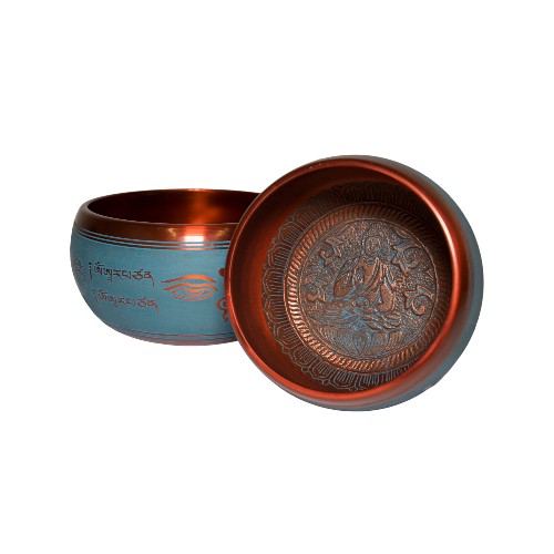 CUENCO TIBET 5 METALES NARANJA/AZUL PQ. Ø16CM