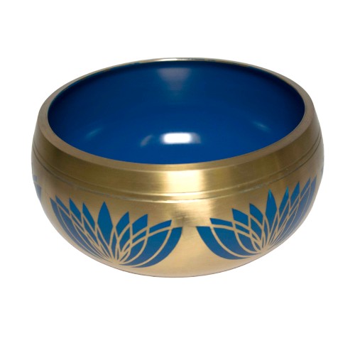 CUENCO TIBETANO BRONCE FLOR DE LOTO GRANDE AZUL REF 3390