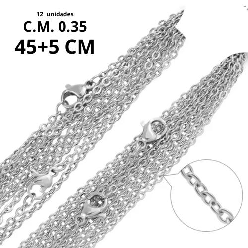 Cadena Acero inoxidable CM 0.35 - 45+5CM PLATEADO