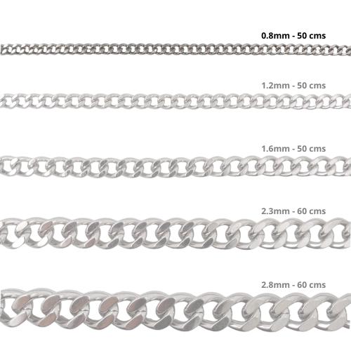 Cadena Acero inoxidable CUBANA 0.8 - 50CM PLATEADO