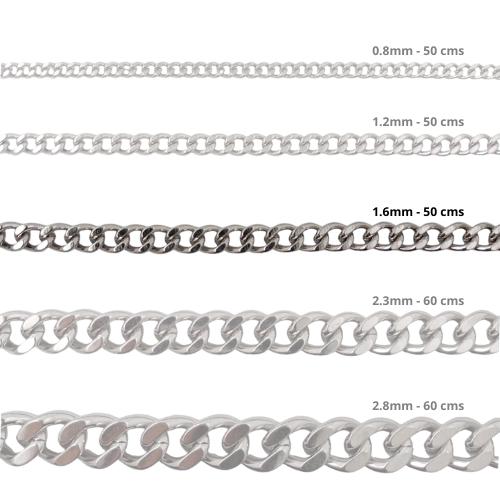 Cadena Acero inoxidable CUBANA 1.6 - 50CM PLATEADO