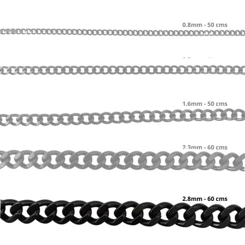 Cadena Acero inoxidable CUBANA 2.8 - 60CM NEGRO