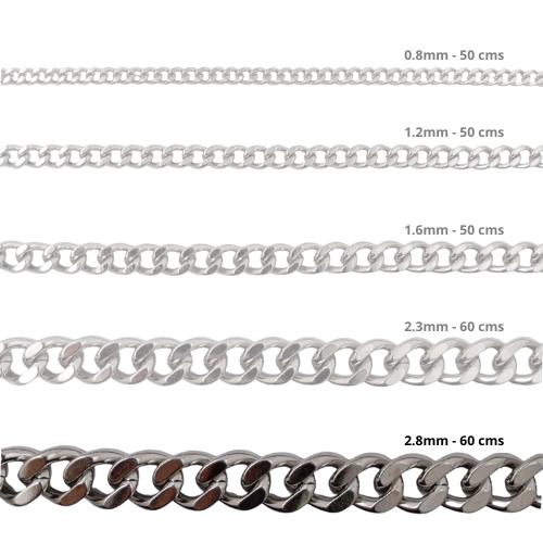 Cadena Acero inoxidable CUBANA 2.8 - 60CM PLATEADO