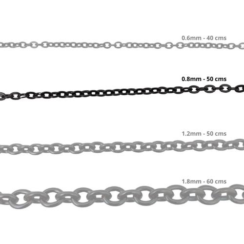 Cadena Acero inoxidable ROLO 0.8 - 50CM NEGRO