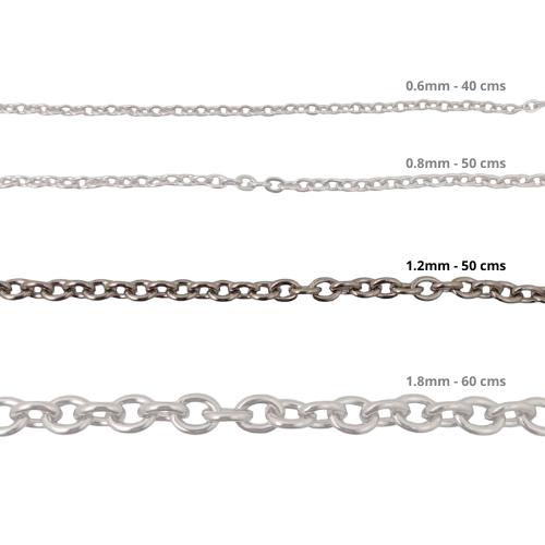 Cadena Acero inoxidable ROLO 1.2 - 50CM PLATEADO