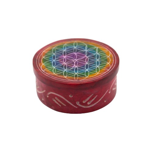 Caja 3" Piedra Rojo Flor de la Vida REF 290 - Mod 01